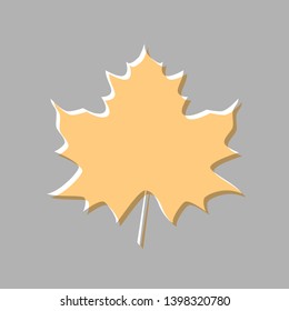 Maple leaf sign. Emboss effect with light orange icon on gray background.