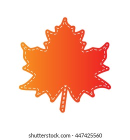 Maple leaf sign. Orange applique isolated.