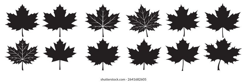 maple leaf silhouette bundle maple leaf silhouette vector