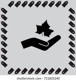 Maple Leaf Silhouette and hand vector illustration