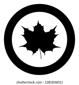 Maple leaf silhouette icon black color vector illustration flat style simple imagein circle round