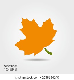 Maple Leaf. Silhouette icon. Flat autumn Symbol with shadow
