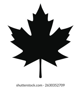 Maple Leaf Silhouette Icon on White Background