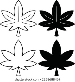 maple leaf silhouette and line art