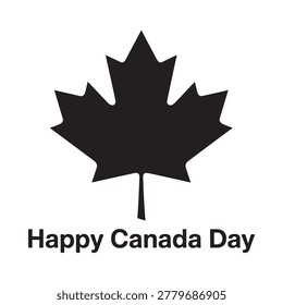 Maple leaf silhouette with text canada day celebration on white background