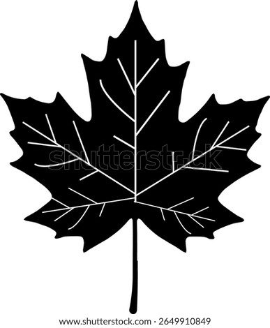 Maple Leaf Silhouette with Veins Autumn Icon Vector