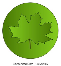 Maple leaf simple vector round icon.