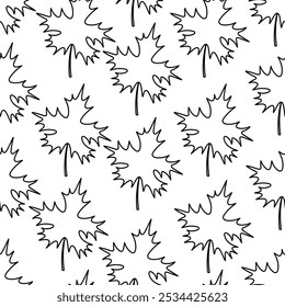 Folha de bordo. Esboço. Padrão de vetor contínuo. Emblema do Canadá. Contorno em um plano de fundo branco isolado. Estilo Doodle. 