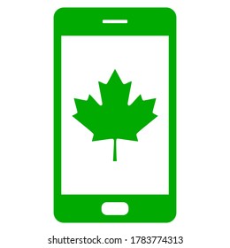 Ahornblatt und Smartphone auf Weiß