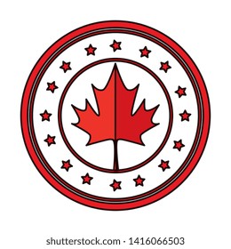 maple leaf and stars circular canadian emblem