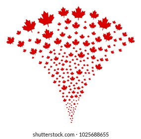Maple Leaf stream fountain. Vector illustration style is flat iconic symbols. Object fountain created from random icons as maple leaf fireworks.