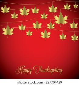 Maple leaf string Thanksgiving card in vector format.