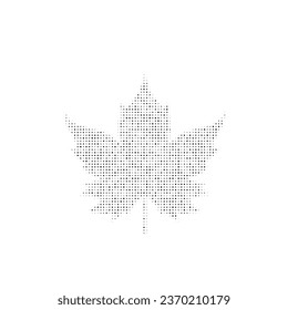 The maple leaf symbol filled with black dots. Pointillism style. Vector illustration on white background