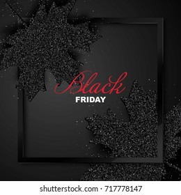 Maple leaf  with text Black Friday. Vector illustration.