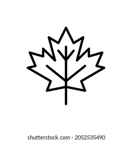 Maple leaf thin line icon. Modern vector illustration, symbol of autumn.