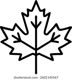 Maple leaf thin line Icon on white background - editable stroke, Eps