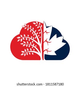 Maple leaf and tree vector design template. maple tree cloud vector design template.