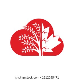 Maple leaf and tree vector design template. maple tree cloud vector design template.