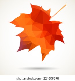 Maple Leaf In Triangular Style With Dropped Shadow.