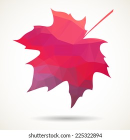 Maple leaf in triangular style with dropped shadow.