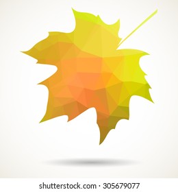 Maple leaf in triangular style with dropped shadow.