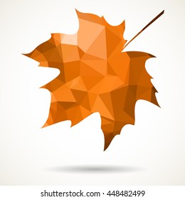 Maple leaf in triangular style with dropped shadow.