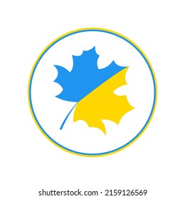 Maple Leaf. Ukrainian flag. Vector illustration 