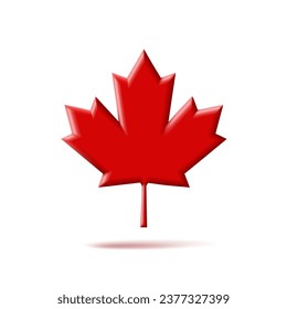 Maple leaf vector icon. Canada vector symbol red volume shape maple leaf clip art.