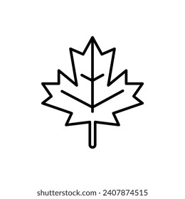 Maple leaf vector icon. Canadian autumn leaves symbol in black and white color.