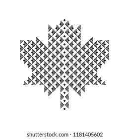 Maple leaf vector icon with geometric pattern