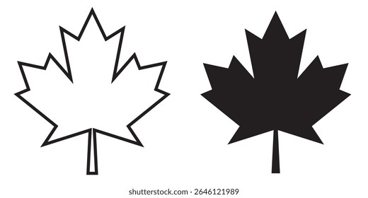 Ícone de vetor folha de bordo. Ilustração do vetor da folha do bordo. Ícone de forma de vetor folha de bordo. Símbolo de floresta e madeira. Logotipo da árvore natural. Canadá label. ilustração vetorial
