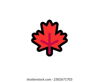 Maple Leaf vector icon on a white background. Canada. Canadian maple leaf emoji illustration. Isolated Maple Leaf vector emoticon