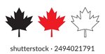 Maple leaf vector icon set. Canada symbol maple leaf clip art. Red , black maple leaf. Autumn leaf Canadian logotype sign. Canada flag. silhouettes used for mobile, app, logo,