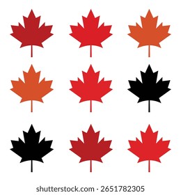 Ícone de vetor folha de bordo. Ícone do logotipo da folha de bordo vermelho do outono estilizado. Símbolo de bordo, folha de bordo Bandeira do Canadá Ilustração vetorial.