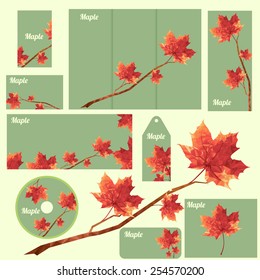 Maple leaf vector illustration and polygon