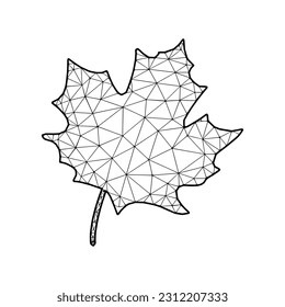 Maple Leaf vector illustration in polygonal style, isolated on white background