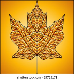 Maple leaf vector illustration in stained glass style