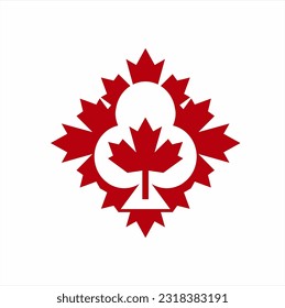 Maple leaf vector logo design with Ace clover.