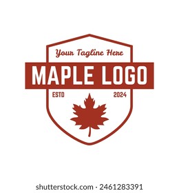 Maple leaf vector logo. Forest and wood symbol sign. Nature tree logo.