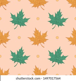 maple leaf vintage seamless cute paltel pattern