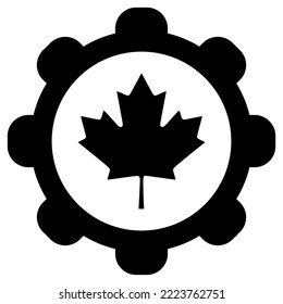 Maple leaf and wheel on white