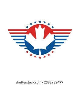 maple leaf with wing and star