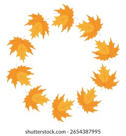 Ilustración de la corona de la hoja de arce. Marco de otoño de estilo plano