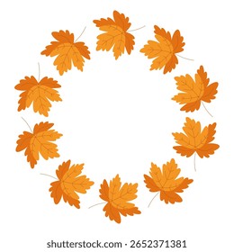 Vetor de coroa de folha de bordo. Outono Foliage Circle para outono e Ação de Graças Design. Isolado no fundo branco.