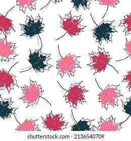 maple leafs seamless background. Abstract vector illustration.