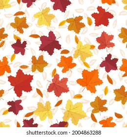 Maple leafs seamless background. Autumn print. 