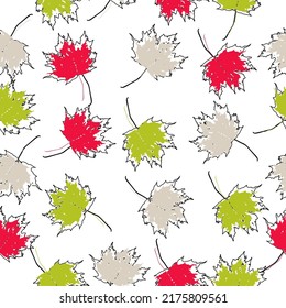 maple leafs seamless background. Vector illustration for stylish background, banner, textile, wrapping paper design.