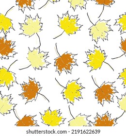 maple leafs seamless background. Vector illustration for stylish background, banner, textile, wrapping paper design.