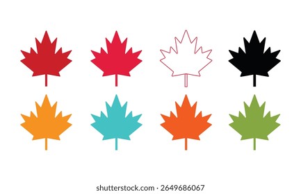 Maple leave icon set. Canada Maple Leaf icon set. vector art illustration.