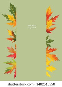 Maple leaves. Autumn background. Red. Yellow. Green.